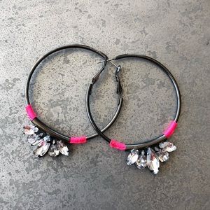 Crystal and metal BaubleBar hoop earrings